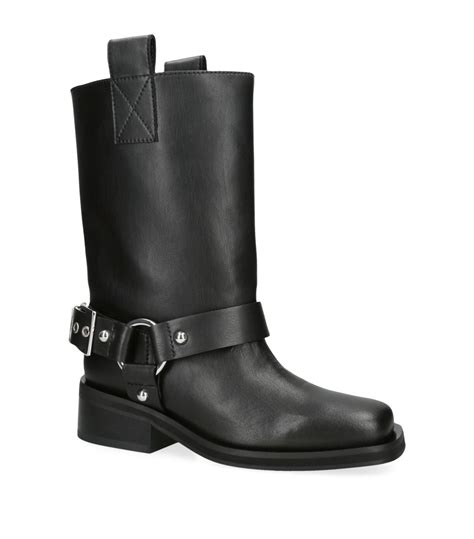 Saint Laurent Biork Leather Buckle Biker Boots 